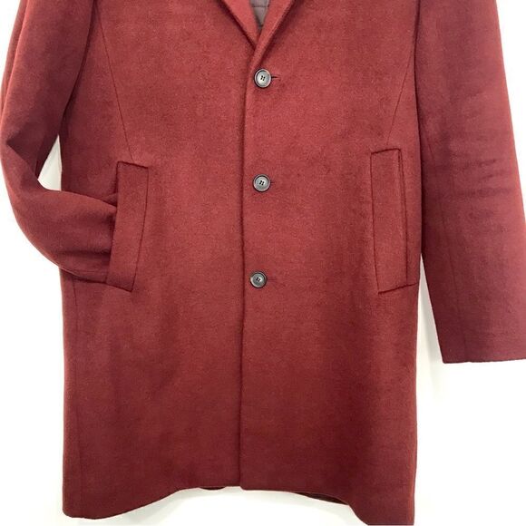 Us N Them Wine Wool Blend Quilt Lined Classic Overcoat - Picture 11 of 16